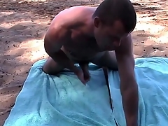 Hot guy models his smooth botheration outdoors